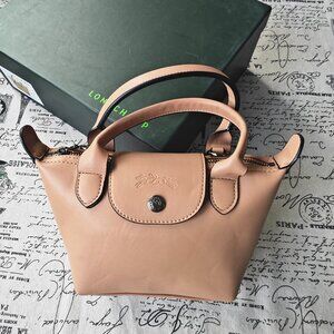 Longchamp Leather Khaki Crossbody Bag